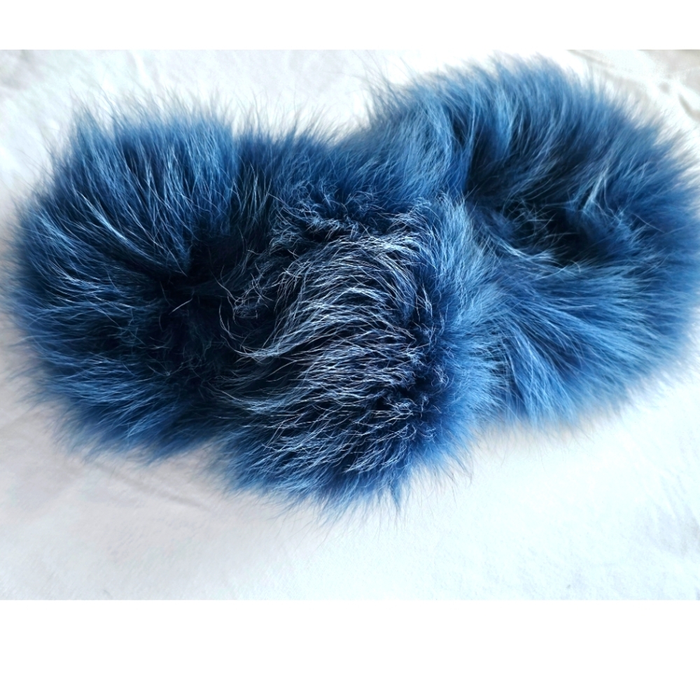 Vintage Blue Faux Fox Fur Cuffs